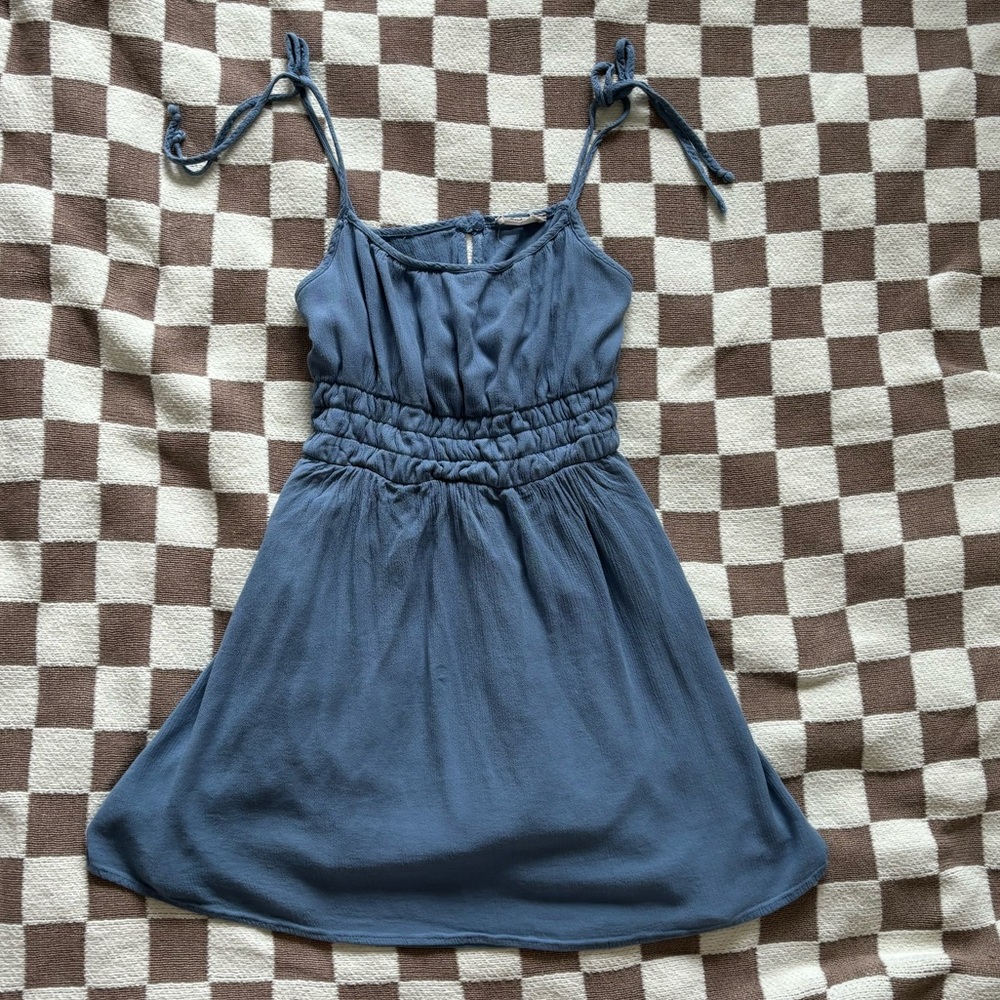 Altar’d State Bow Tie Mini Dress | L | Slate Blue | Great Condition